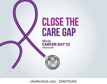 Close the care gap- World Cancer Day 2023 concept vector illustration. 4th February World Cancer Day Poster Or Banner Background.