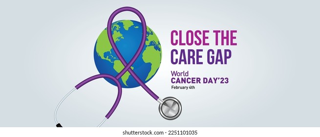Close the care gap- World Cancer Day 2023 concept vector illustration. 4th February World Cancer Day Poster Or Banner Background.