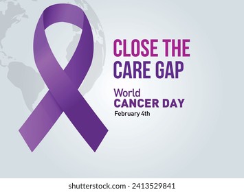 Close the care gap- World Cancer Day 2024 concept vector illustration. 4th February World Cancer Day Poster Or Banner Background.