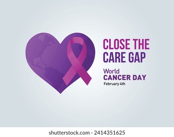 Close the care gap- World Cancer Day 2024 concept vector illustration. 4th February World Cancer Day Poster Or Banner Background.