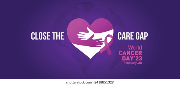 Close the care gap- World Cancer Day 2024 concept vector illustration. 4th February World Cancer Day Poster Or Banner Background.