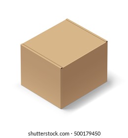 Close up Carton Box with Shadow on White