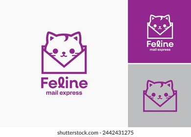 Close up of a cat in an envelope with the word feline. Perfect for pet lovers designs, greeting cards, and social media posts.