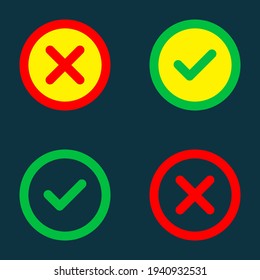 Close and check mark icons. Vector icons. Vector Illustration