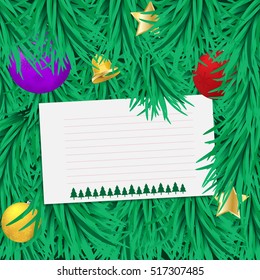 Close up christmas card on christmas tree