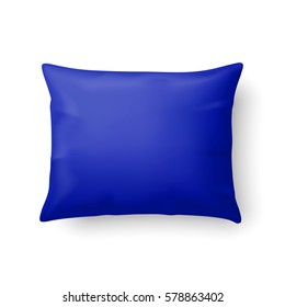 Close Up of a Classic Blue Pillow Isolated on White Background