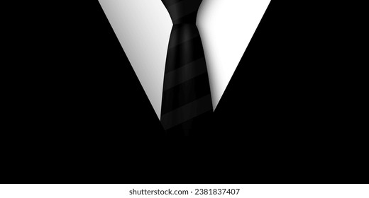 Close up of classic male tuxedo and tie. Vector illustration