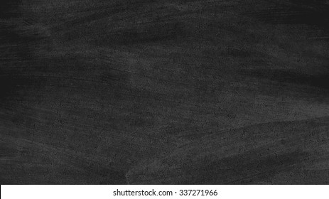 Close up of clean school horizontal chalkboard. Vector grungy texture with chalk rubbed out on black background