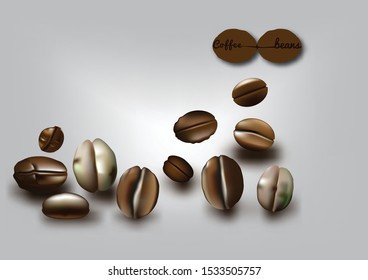 Close up coffee beans on white background 