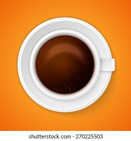 close up of coffee cup on orange background, excellent vector illustration, EPS 10