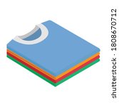 Close up of a color folded t-shirts isolated on white background. Isometric view. Vector