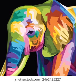 close up colorful elephant pop art portrait style isolated decoration