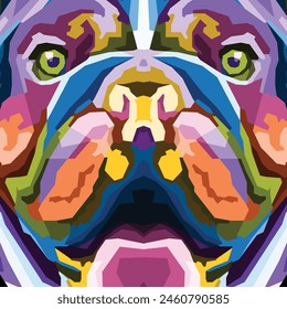 Close Up Bunte Pitbull Pop Art Porträt Illustration