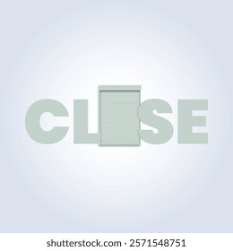 Close concept art, shutter close, blinds close isolated, silver background