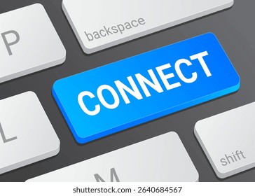 Close up Connect Button on Computer Keyboard with White Text for Network Communication and Digital Interface Concept Illustration