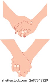 Cerca de la pareja tomados de la mano
