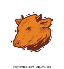 Close Up Cow Face Drawing. Perfect Used For Logo, Icon, Print, Etc