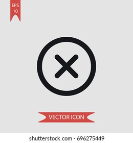 Close cross in circular vector icon, illustration symbol