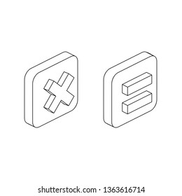 Close cross delete 3d vector line art icon isometric minimalism illustrate