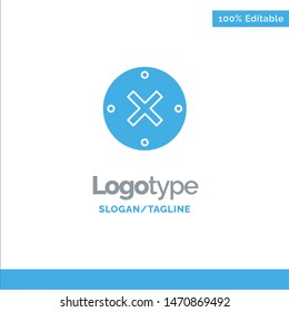 Close, Cross, Delete, Cancel Blue Solid Logo Template. Place for Tagline. Vector Icon Template background