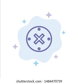 Close, Cross, Delete, Cancel Blue Icon on Abstract Cloud Background. Vector Icon Template background