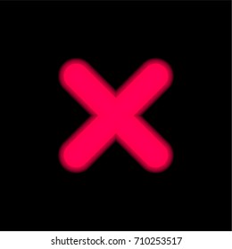 Close Cross red glowing neon ui ux icon. Glowing sign logo vector