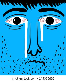 Close up of a crying man