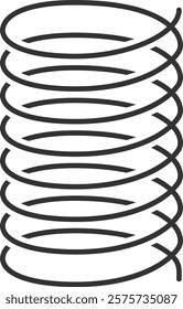 Close up of a dark gray metal spiral spring forming repeating circles, creating a visually appealing pattern against a clean white background, suitable for various design and engineering concepts