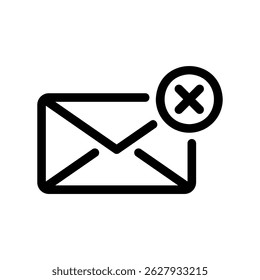 Close or Delete Message Mail Envelope with a Cross Symbol Indication