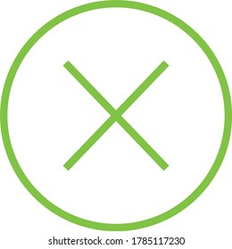 Cerrar el vector de icono de la ronda de signos Delete en el fondo rojo. Vector plano rechazar, signo cruzado Símbolo de icono Salir. Multiplicar el vector de icono redondo de signo sobre fondo verde.