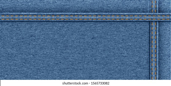 Close up Denim jeans texture Vector clothing background Closeup details line pattern Empty jacket canvas grunge linen fabric woven banner detail Western country love Casual blue dreass day clothes