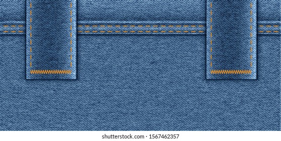 Close up Denim jeans texture Vector clothing background Closeup details line pattern Empty jacket canvas grunge linen fabric woven banner detail Western country love Casual blue dreass day clothes