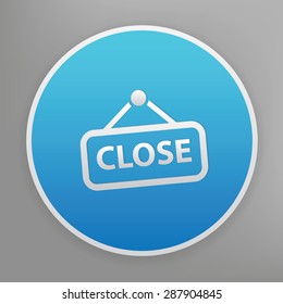 Close design icon on blue button,clean vector
