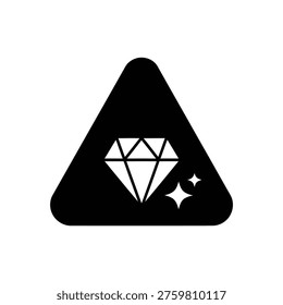 Close up of a diamond gem emblem inside a black triangle