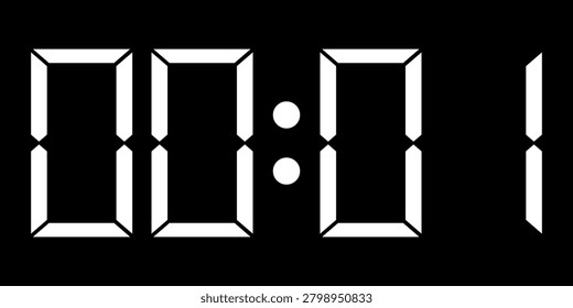 Close up of a digital clock displaying numeric digits in seven segment style