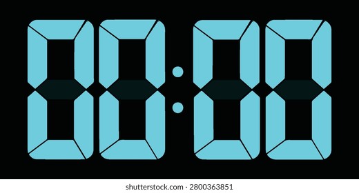Close up of a digital clock showing bright blue digits