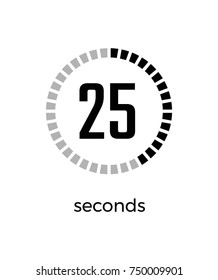 Close up of digital timer showing time that is running out, only 25 seconds left, clock on vector illustration, isolated on white background