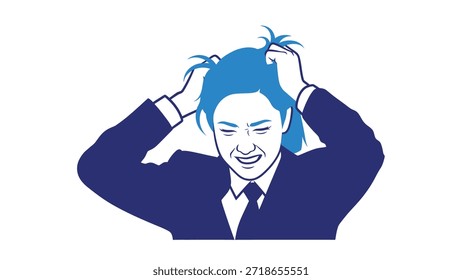 Primer plano de un ejecutivo angustiado mostrando pánico y frustración