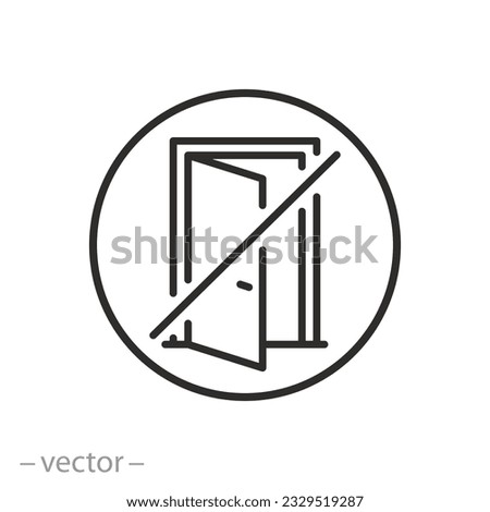 close the door icon, thin line symbol - editable stroke vector illustration
