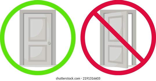 Close the doors icons on a white background.