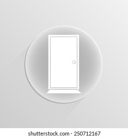 Close Doors Vector Illustration on a white button with shadow 