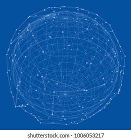 Close up of the Earth and a network lines on top of it. Concept of globalisation. A beautiful element for your design. Vector EPS10 format, rendering of 3d