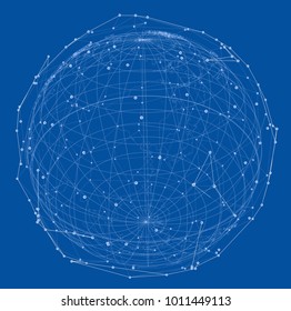 Close up of the Earth and a network lines on top of it. Concept of globalisation. A beautiful element for your design. Vector EPS10 format, rendering of 3d