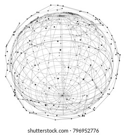 Close up of the Earth and a network lines on top of it. Concept of globalisation. A beautiful element for your design. Vector EPS10 format, rendering of 3d