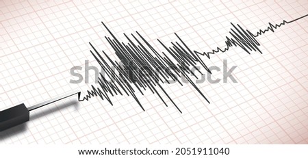 Close up of an earthquake seismograph machine in vector format