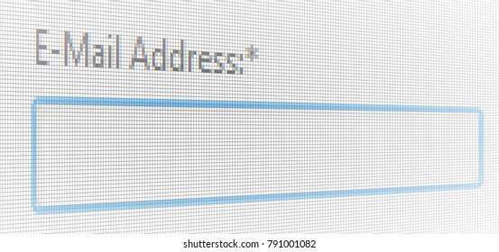 Close Up E-Mail Form Field of Web Site in Browser on Computer LCD Screen Pixel Background  - Vector Macro Image Digital Concept
