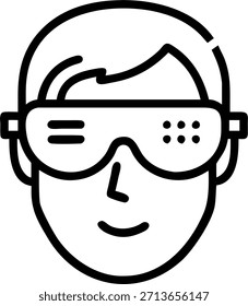 Nahaufnahme eines Gesichts, das eine AR-Brille trägt, die ein holografisches Datenkonzept darstellt. Ein Makroaufnahme konzentriert sich auf eine Person, die eine Augmented-Reality-Brille trägt, die holografische Daten anzeigt, die die Verschmelzung von Technologie und Glück in futuristischer Fernarbeit einfangen. in Foto Stock Concept , Kopienraum für Werbung oder Banner mit Foto Realistic als hochwertiges Detail —ar 7:2