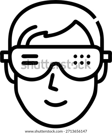 Close up of a face wearing AR glasses displaying holographic data concept as A macro shot focuses on a person wearing augmented reality glasses that display holographic data capturing the fusion of technology and happiness in futuristic remote work. in Photo Stock Concept , copy space for advertisement or banner with Photo Realistic as high Quality Detail --ar 7:2