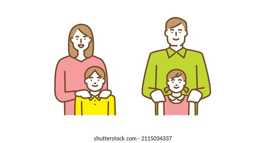 Eine enge Viererfamilie mit lächelnden Gesichtern