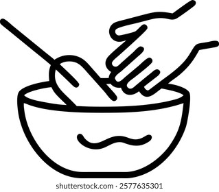 Close Up of Family Stirring Batter Together concept as A macro image focusing on a family hands stirring batter in a mixing bowl. The close up shot highlights the texture of the ba